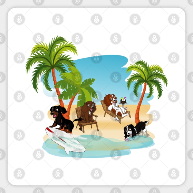 Cavalier King Charles Spaniel Dogs at the Beach Sticker by Cavalier Gifts